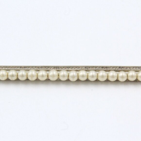 ANTIQUE ART NOUVEAU 10k GOLD PEARL BAR PIN - Picture 4 of 11